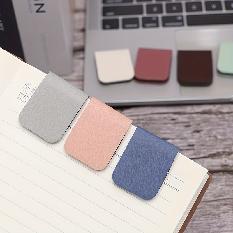 Bookmark Magnetic Clip - Multicolor Rectangular Leather Magnetic Bookmarks Reusable
