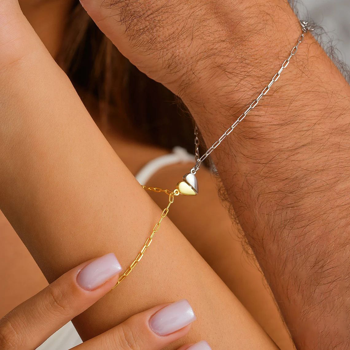 Magnetic Heart Couple Bracelet - Paperclip Magnetic Set reseña y precio