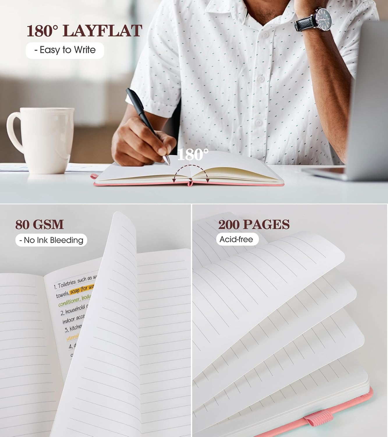 A5 Pink Hardcover Leather Jour - Journal Leather Hardcover reseña y precio