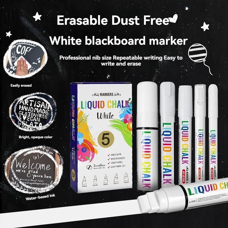 5pcs/set White Chalk Markers L - Correction Fluid White reseña y precio