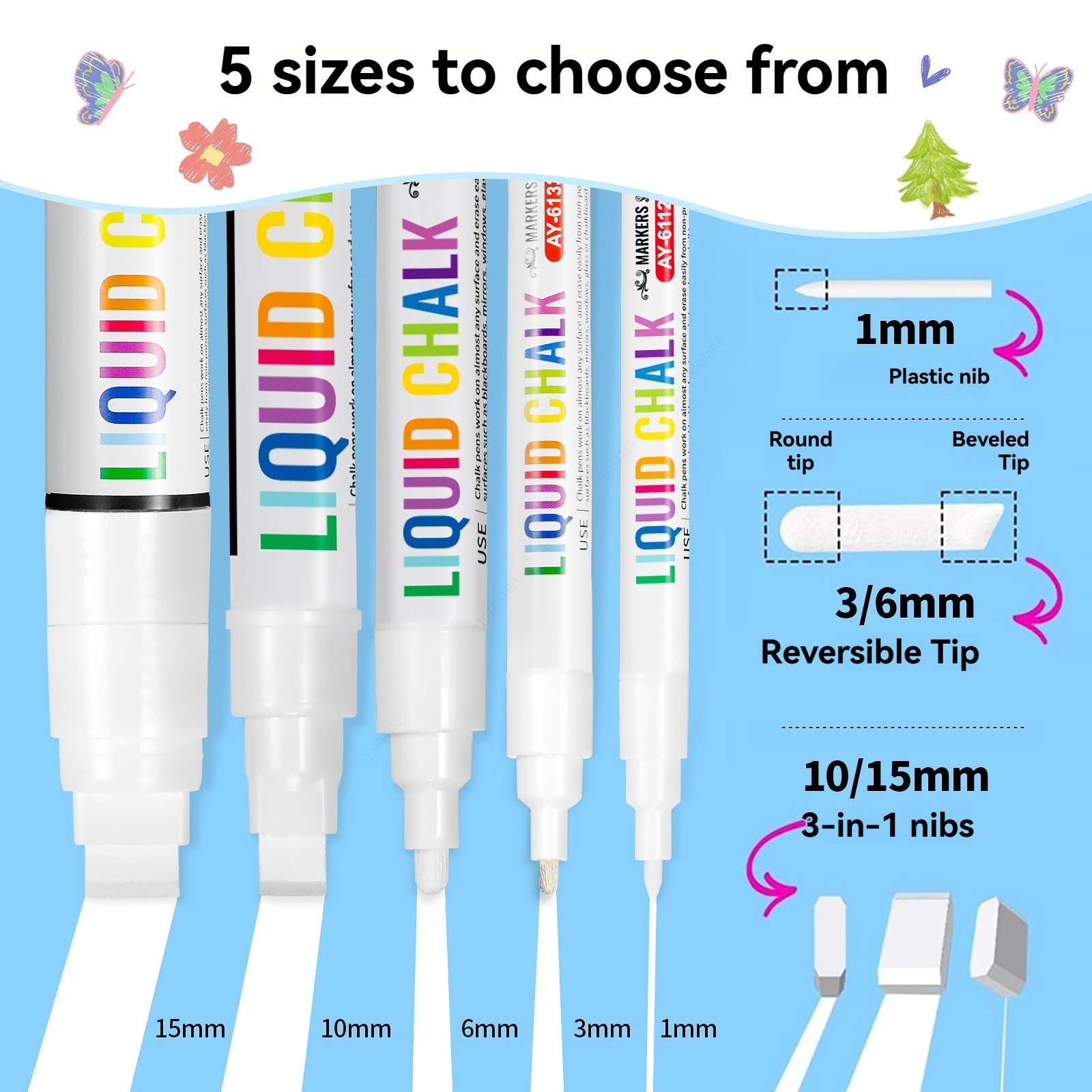 5pcs/set White Chalk Markers L - Correction Fluid White reseña y precio