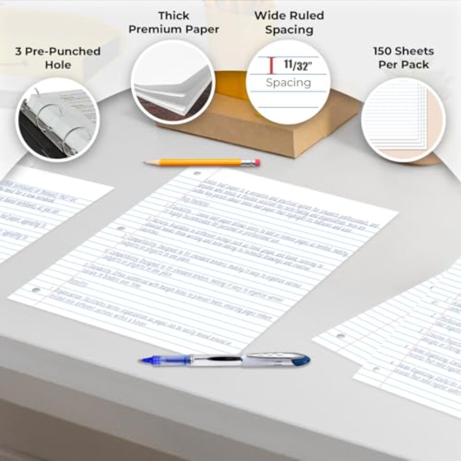 Loose Leaf Paper, 450 Sheets,, - Paper Punch 3 Hole reseña y precio