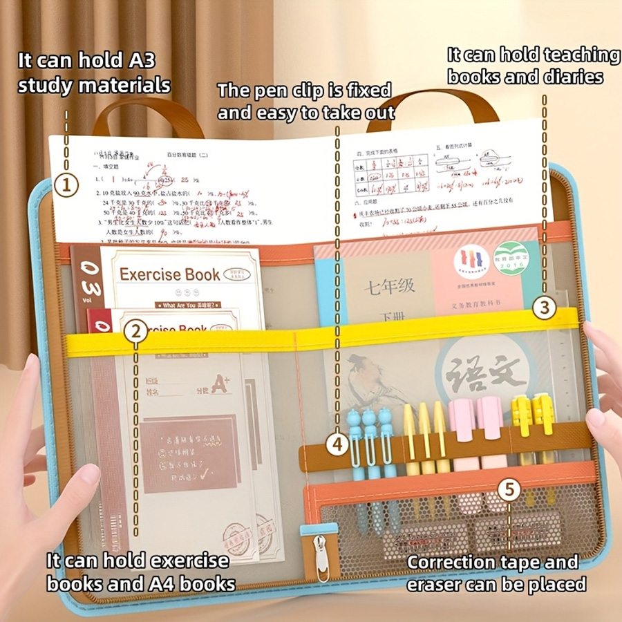 L-shaped A4 file bag, large op - Stationery Supplier reseña y precio