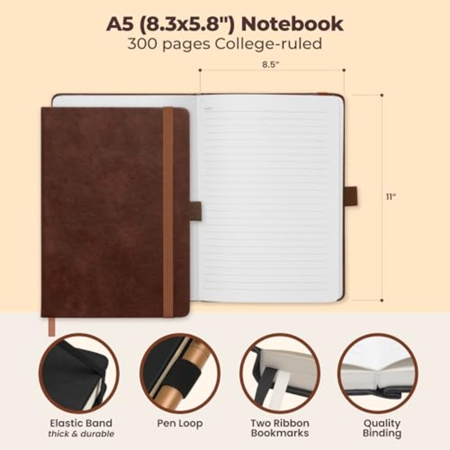 Lined Leather Bound Journal No - Journal Leather Hardcover reseña y precio