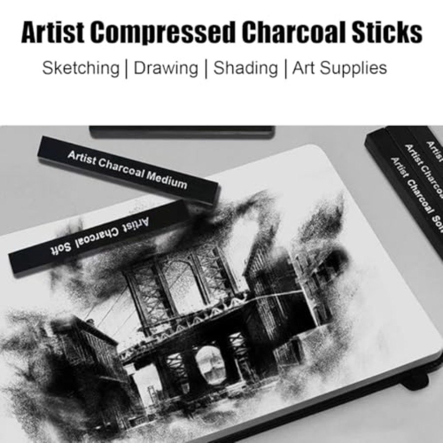 Compressed Charcoal Sticks 6 P - Rubber Eraser Kneaded reseña y precio