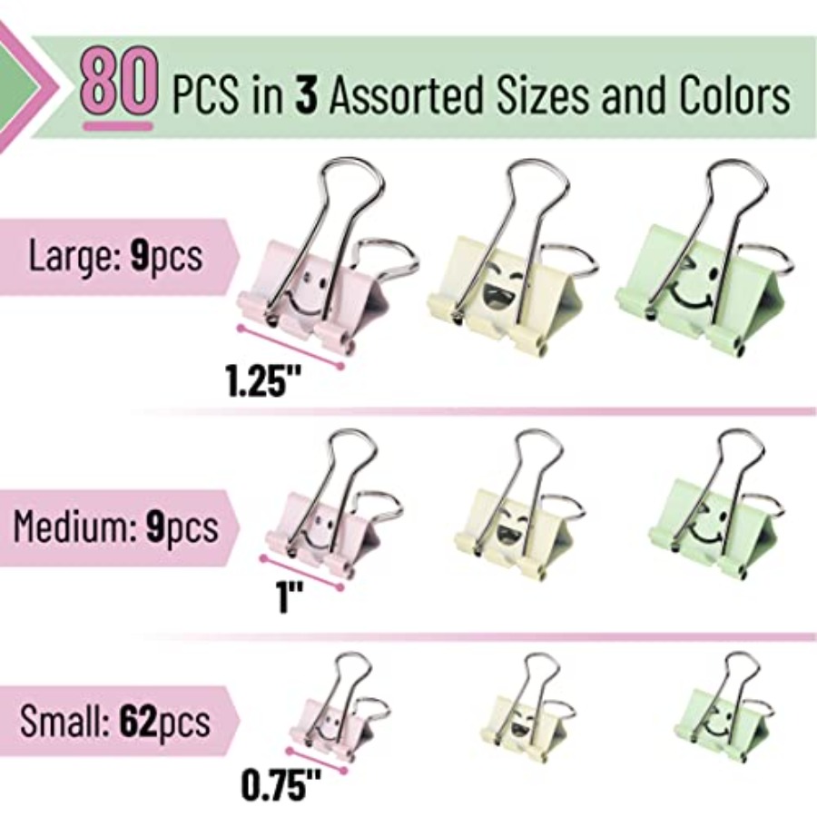 - Cute Binder Clips, 80 pcs, A - Binder Clip Assorted reseña y precio