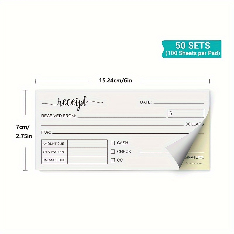 100 Sheets Receipt Book, 2.75x - Carbon Copy Book reseña y precio