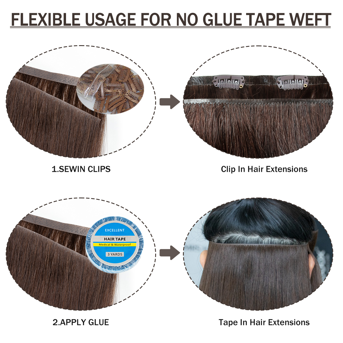Invisible Long Tape PU Weft Hu - Glue Stick Pack reseña y precio