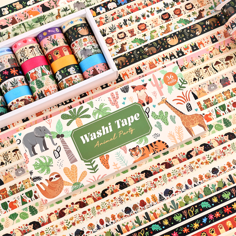 36 Rolls Vintage Animal Party  - Washi Tape Set reseña y precio