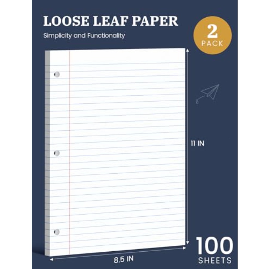 Loose Leaf Paper 8.5 x 11, Loo - Paper Punch 3 Hole reseña y precio