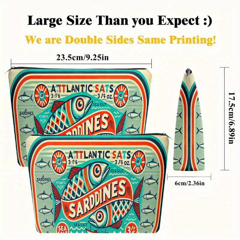 1pc Sardines Chic Zippered Cos - Ideal Stationery & Office Supply reseña y precio