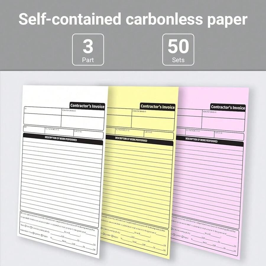 Carbonless Contractor Invoice  - Carbon Copy Book reseña y precio