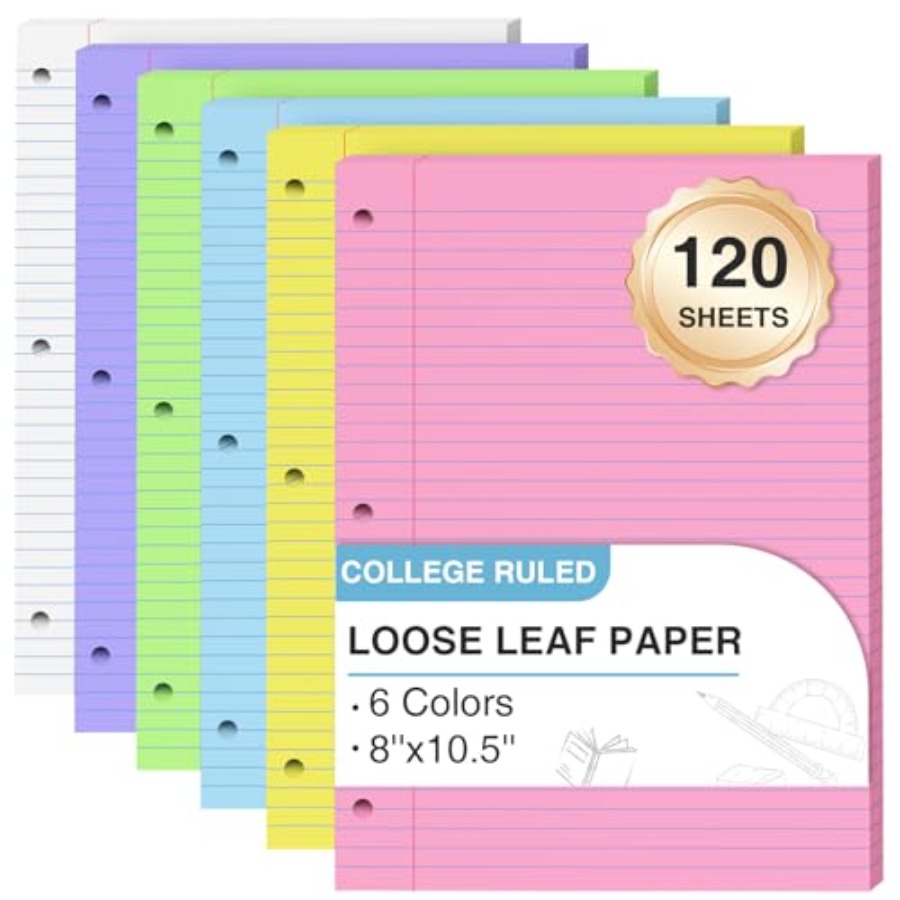 120 Sheets Loose Leaf Paper 8  - Paper Punch 3 Hole reseña y precio