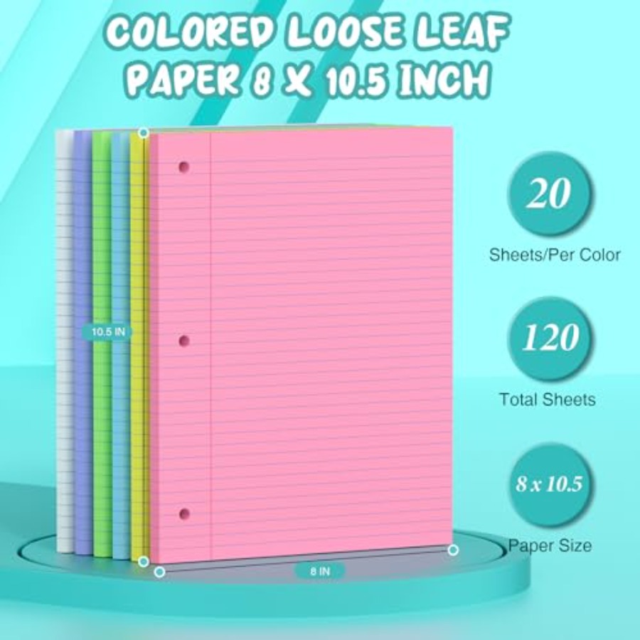120 Sheets Loose Leaf Paper 8  - Paper Punch 3 Hole reseña y precio