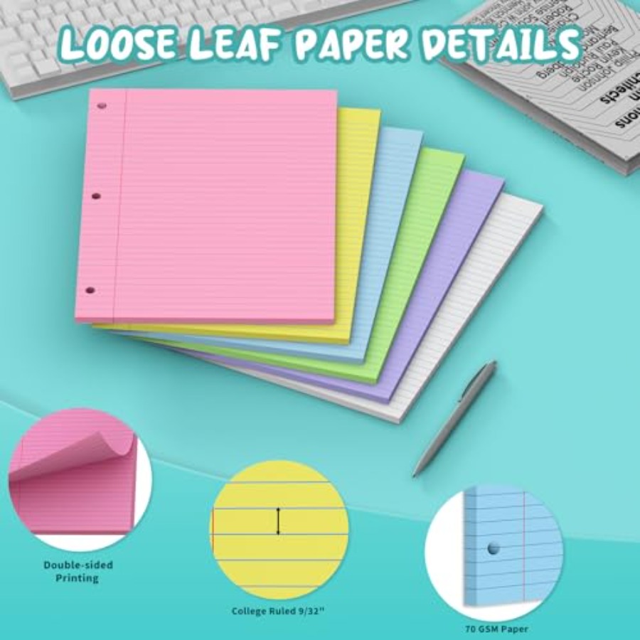 120 Sheets Loose Leaf Paper 8  - Paper Punch 3 Hole reseña y precio