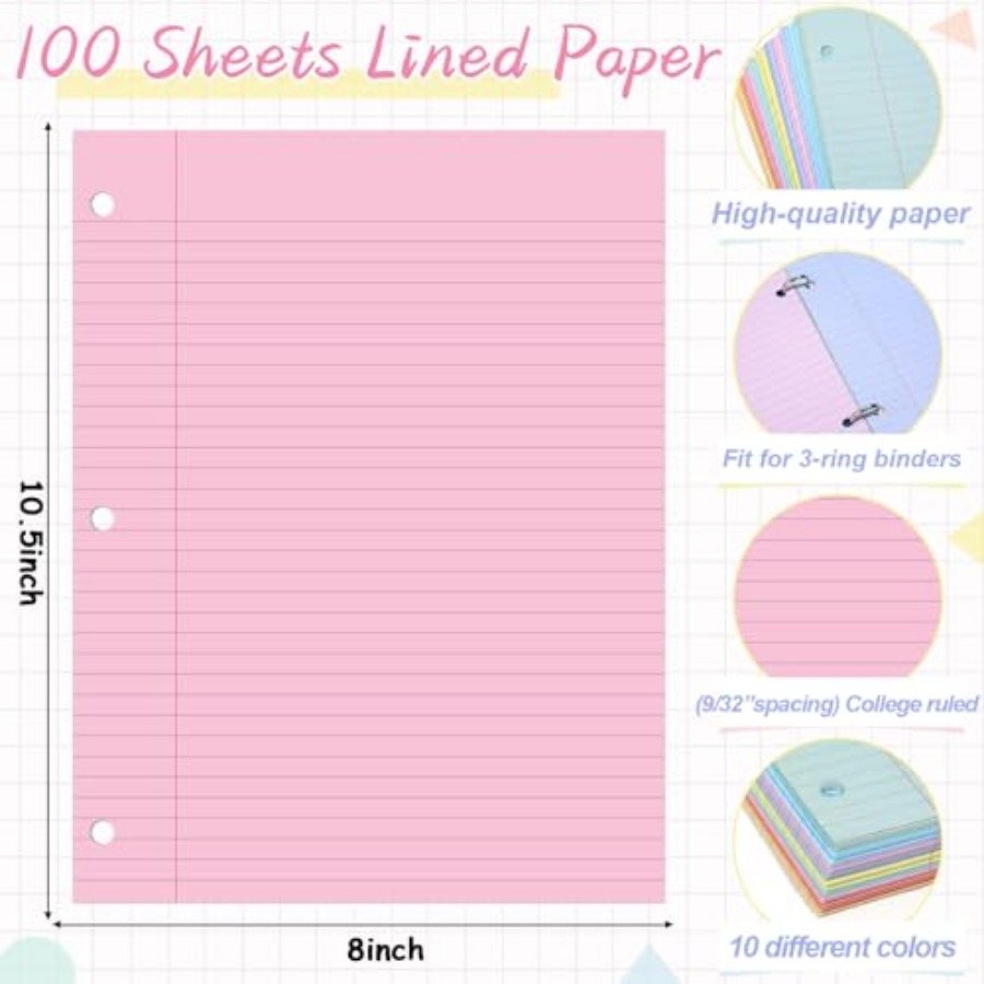 gisgfim 100 Sheets Loose Leaf  - Paper Punch 3 Hole reseña y precio