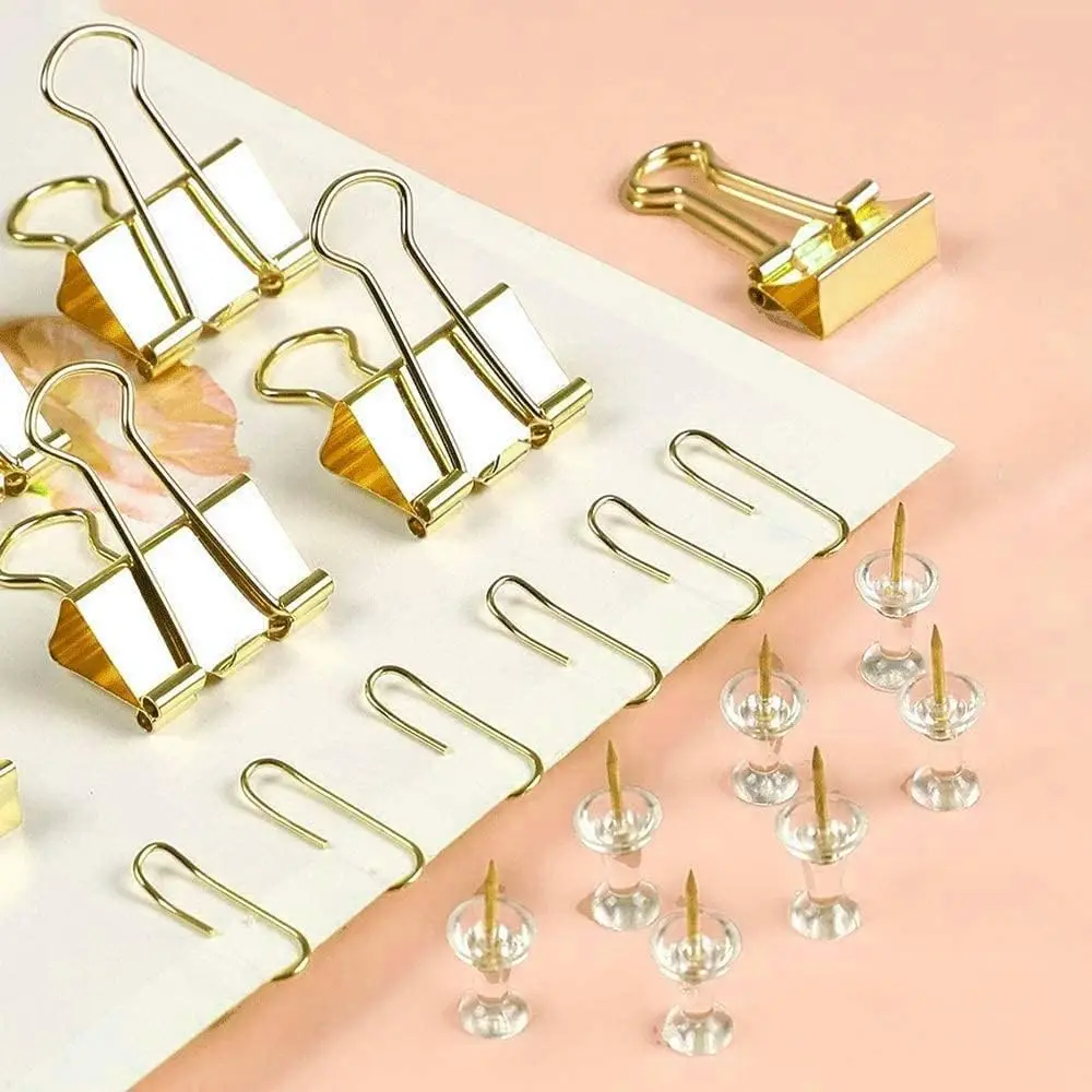 Gold Paper Binder and Clips Se - Binder Clip Assorted reseña y precio