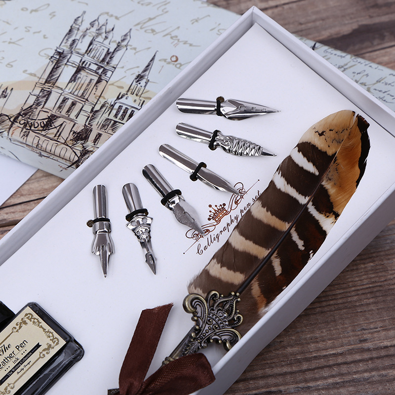 Retro Feather Dip Pen Writing  - Self Inking Stamp reseña y precio