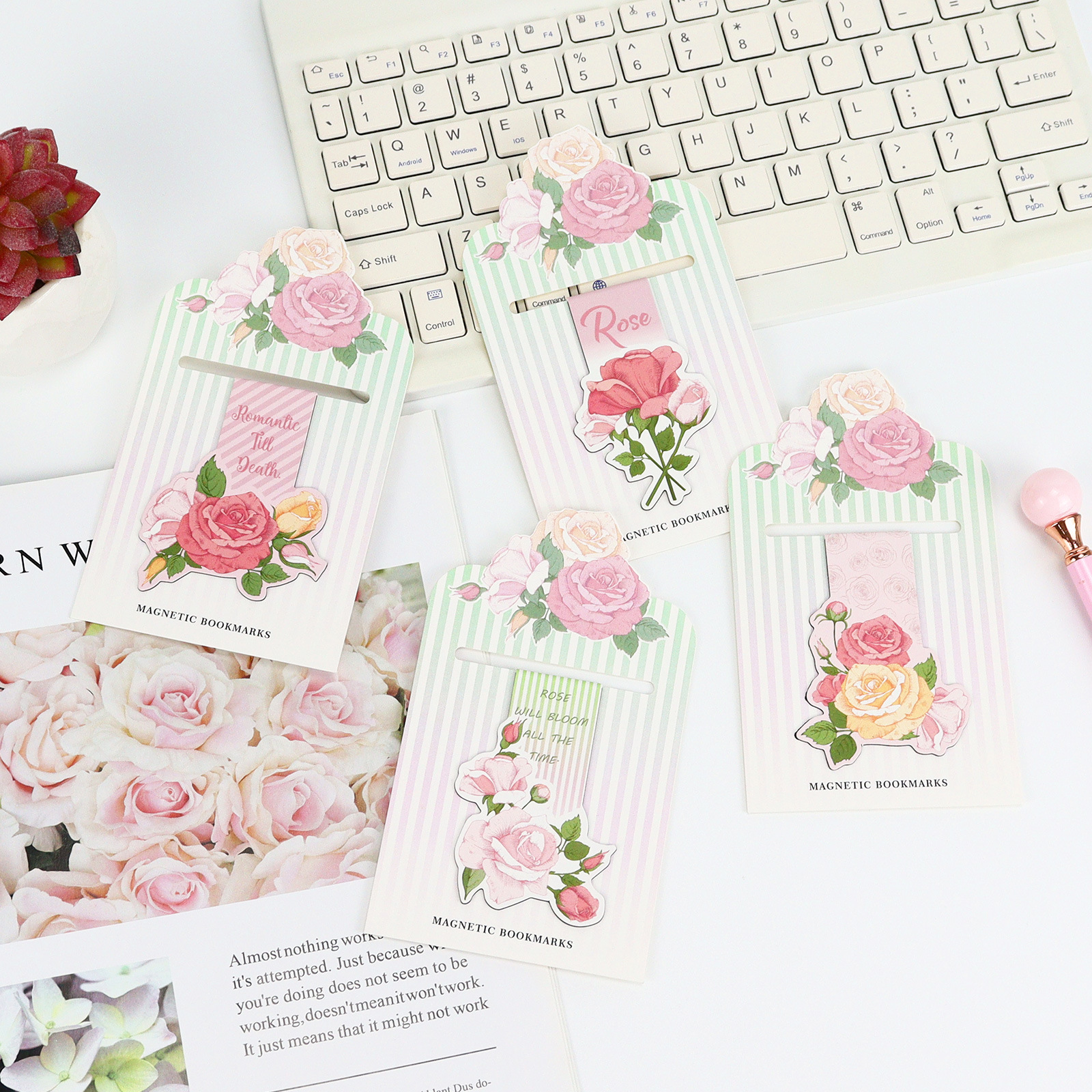 Pink Rose Blossom Alien Magnet - Bookmark Magnetic Clip reseña y precio