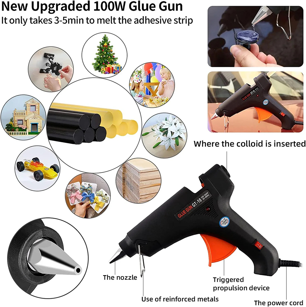 100W Hot Melt Glue Gun 100-240 - Glue Stick Pack reseña y precio