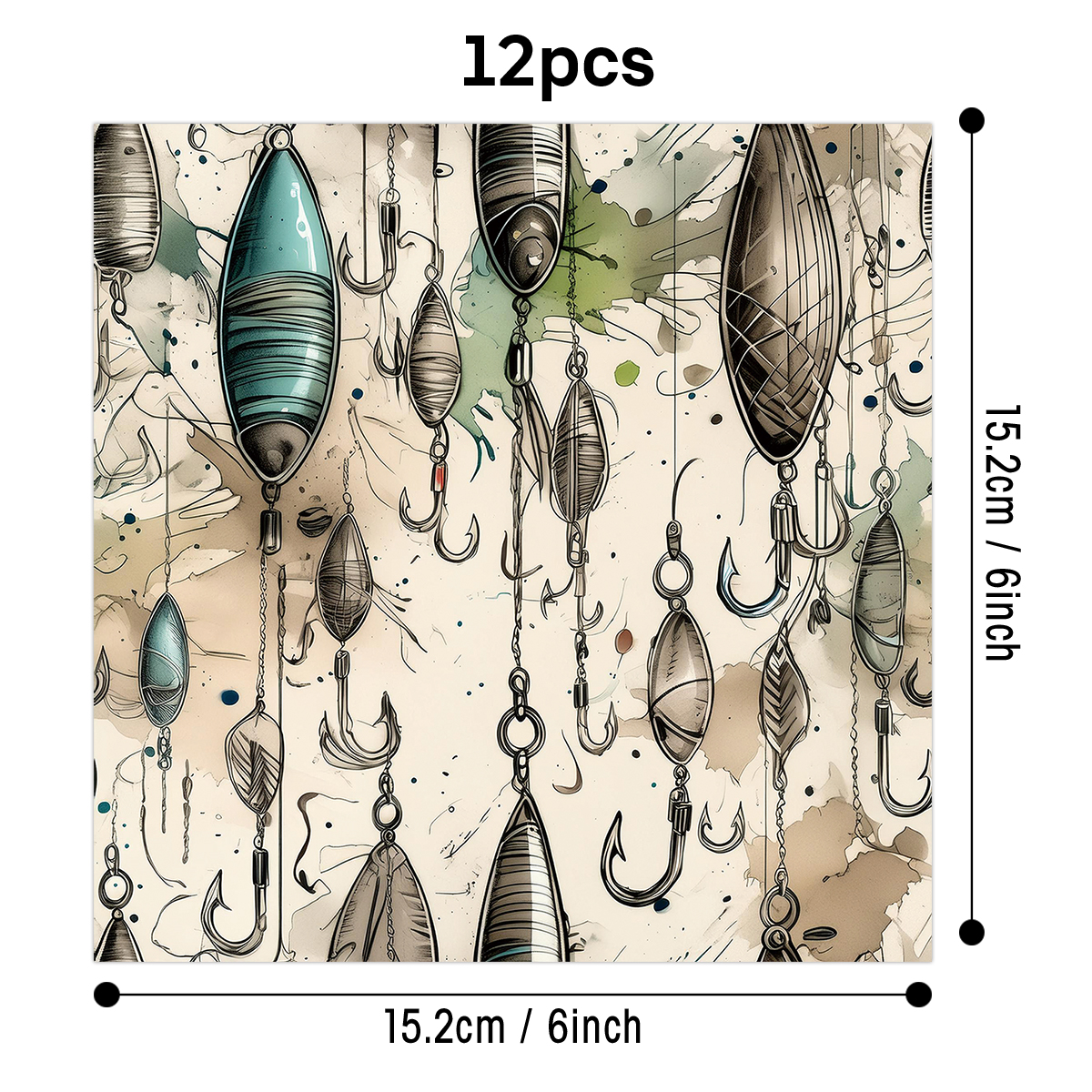 12pcs Vintage Fishing Lure Pat - Cardstock Paper Pack reseña y precio