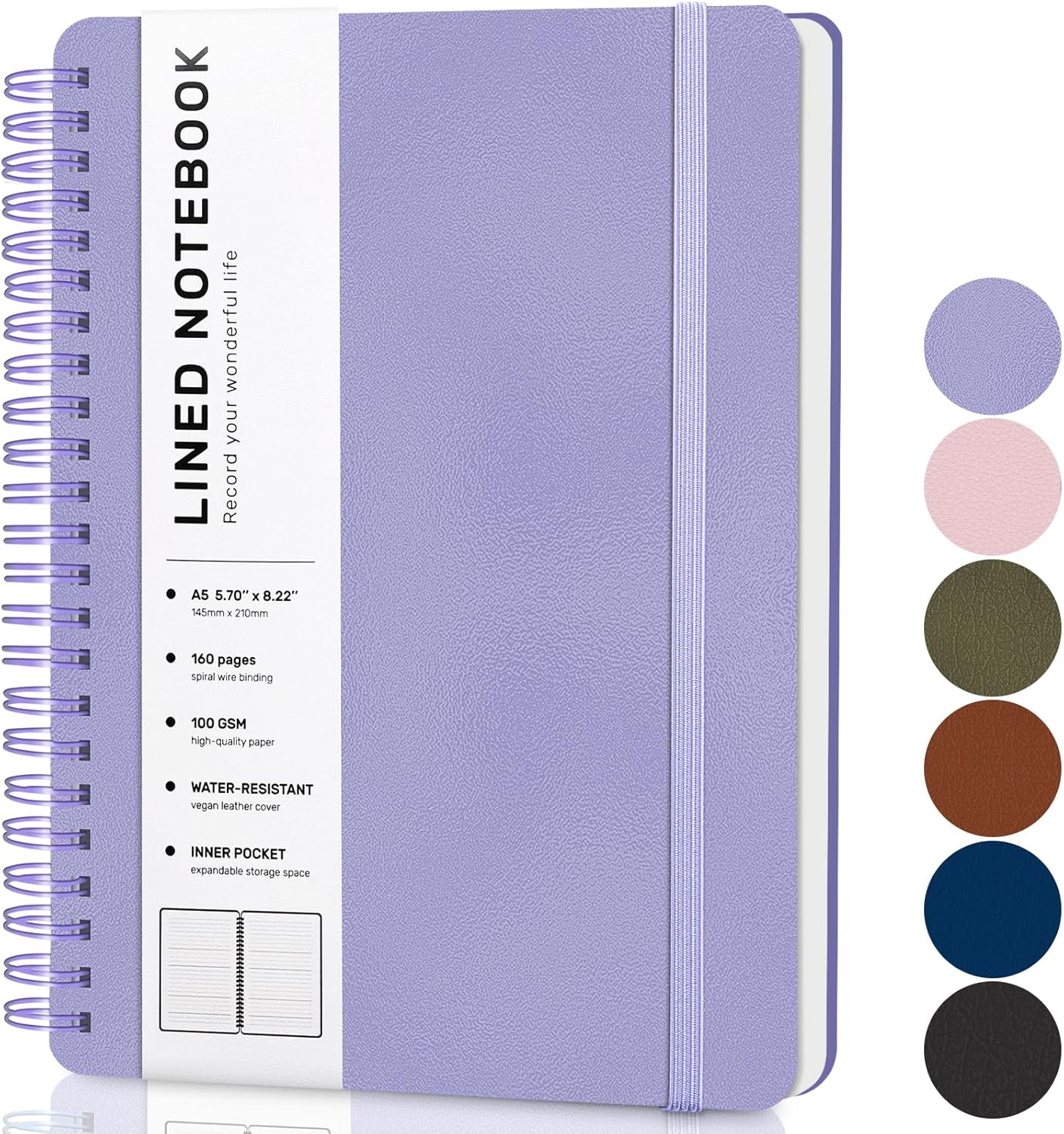 A5 Spiral Notebook, 160 Pages, - Journal Leather Hardcover reseña y precio