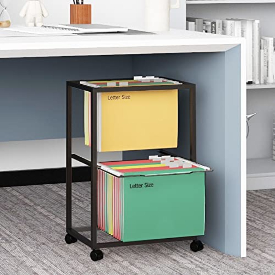 2 Tiers Metal Rolling File Car - File Folder Hanging reseña y precio