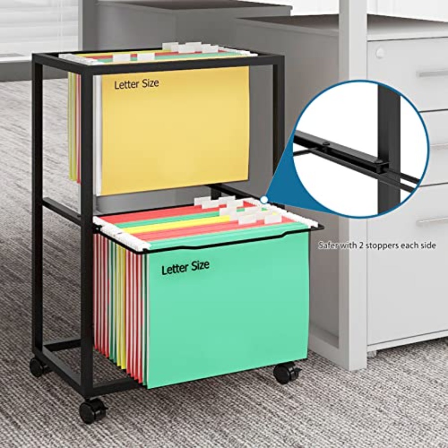 2 Tiers Metal Rolling File Car - File Folder Hanging reseña y precio