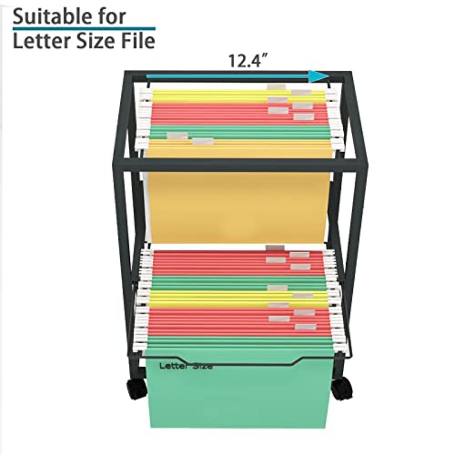 2 Tiers Metal Rolling File Car - File Folder Hanging reseña y precio