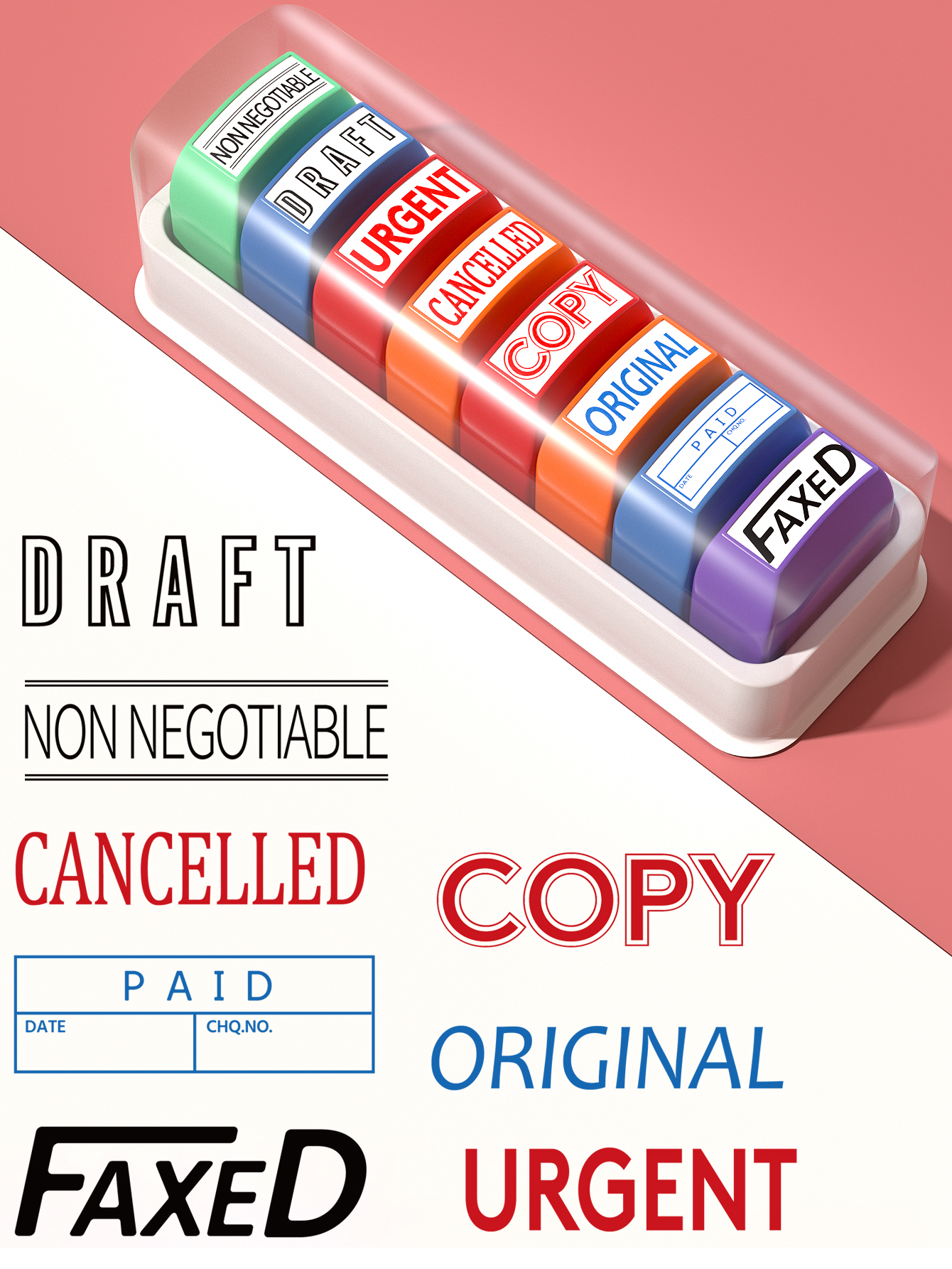 8 Office Stamp set Information - Self Inking Stamp reseña y precio