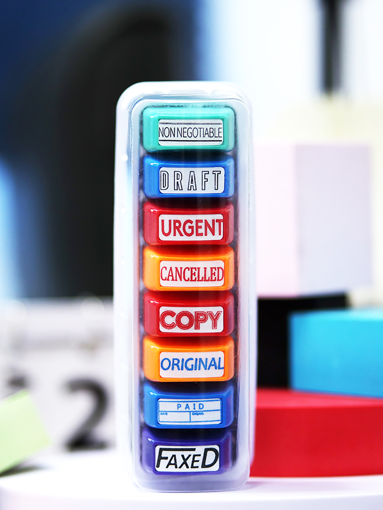 8 Office Stamp set Information - Self Inking Stamp reseña y precio