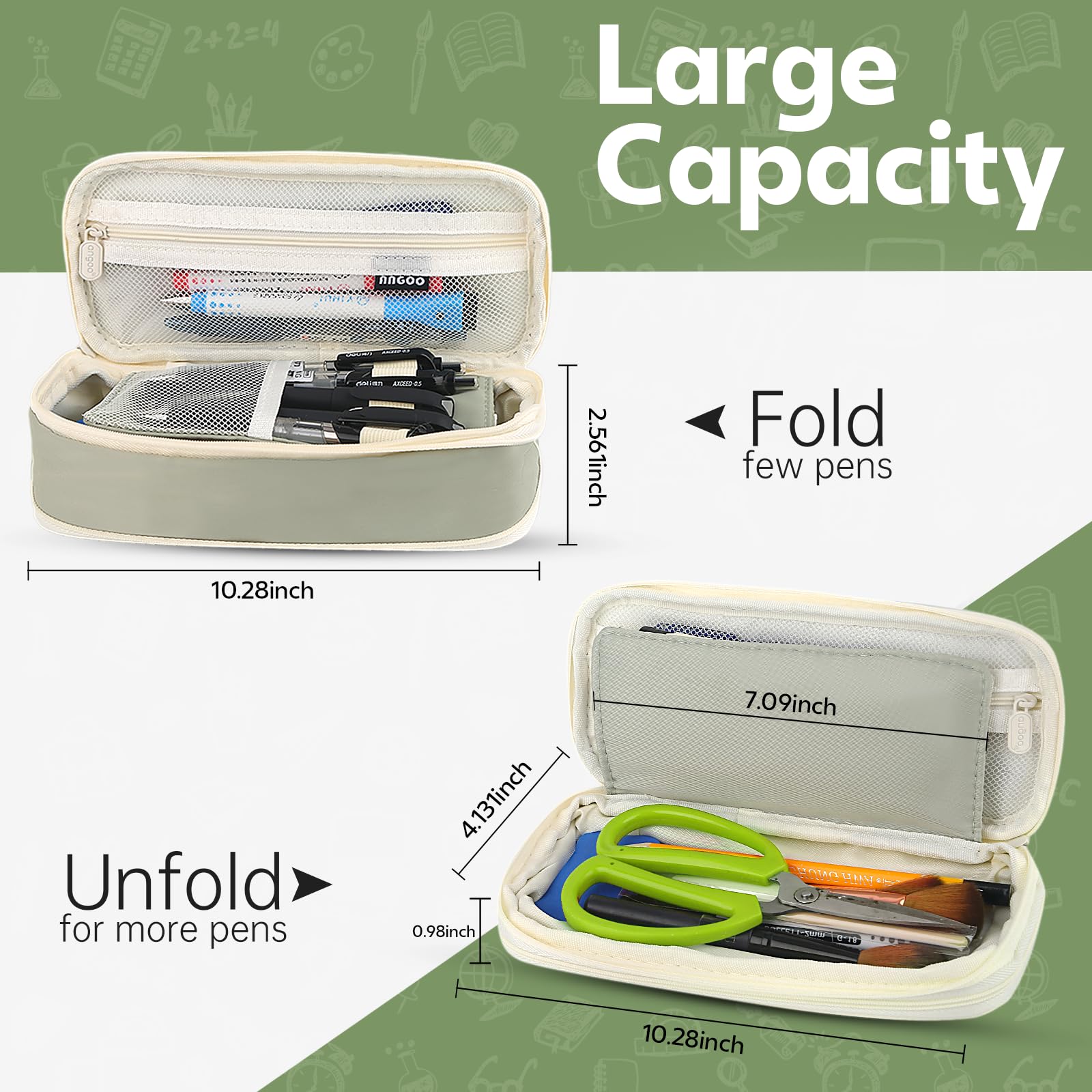Large-capacity green pencil ca - Ideal Stationery & Office Supply reseña y precio