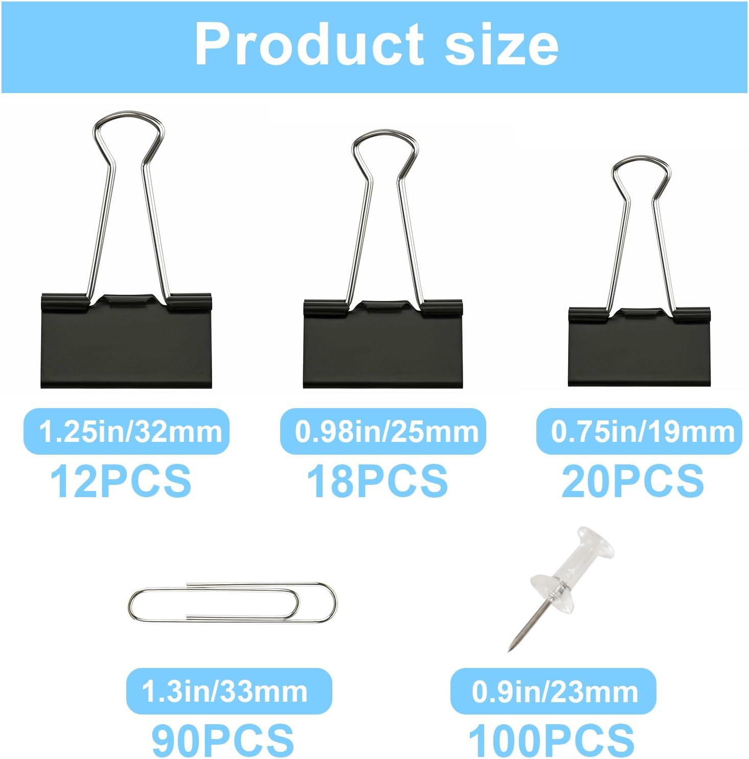 240PCS Office Clips Set: Paper - Binder Clip Assorted reseña y precio