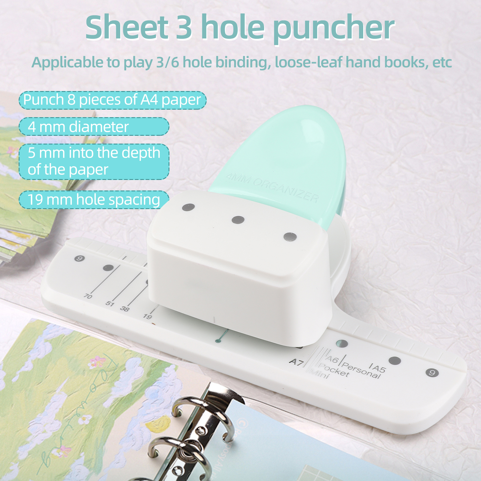 New 4mm Hole Puncher Daily Pla - Paper Punch 3 Hole reseña y precio