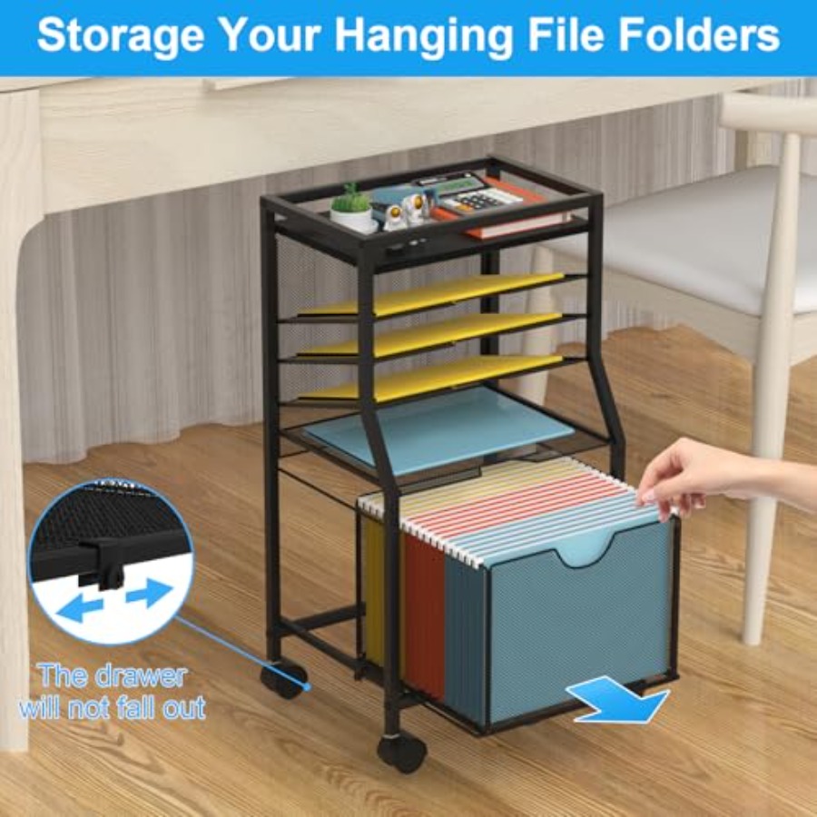 Rolling File Cart 6-Tier Desk  - File Folder Hanging reseña y precio