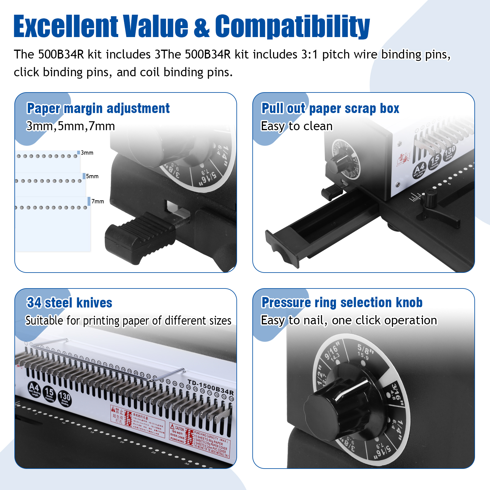 1500B34R Round Hole Binding Ma - Paper Punch 3 Hole reseña y precio