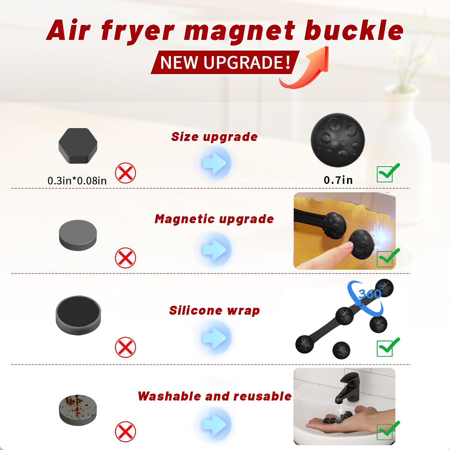 1/2sets Silicone Air Fryer Mag - Paperclip Magnetic Set reseña y precio